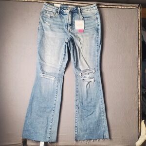 Lovervet by Vervet Flare Jeans Womens 16W High Rise Distressed Tummy Control